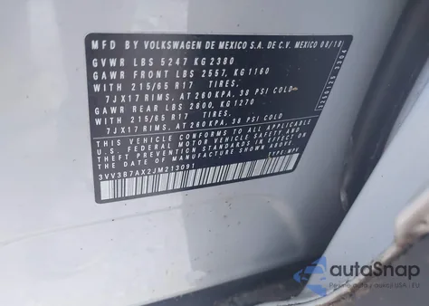 2018 Volkswagen Tiguan 2.0T Se/2.0T Sel from USA, damaged, VIN 3VV3B7AX2JM213091